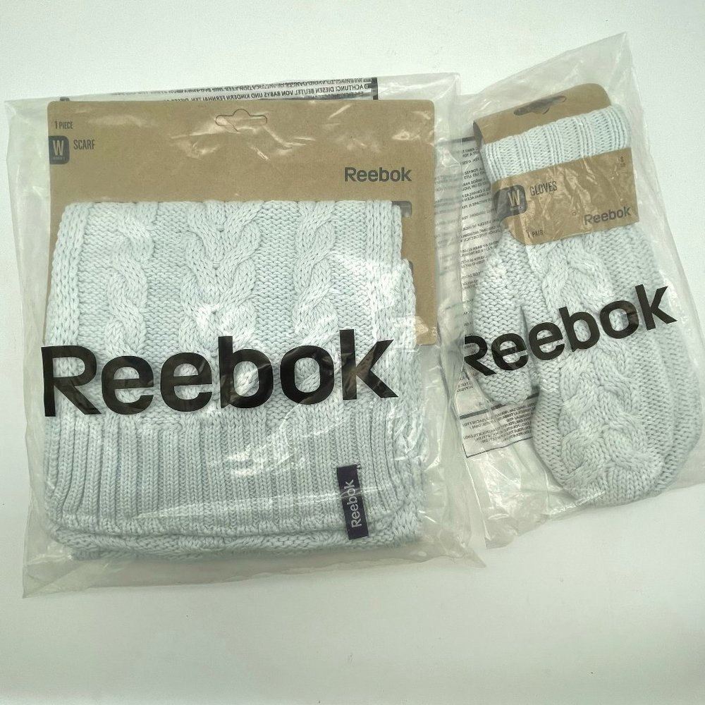 Reebok Knitted Scarf & Mitten  100% cotton Thick